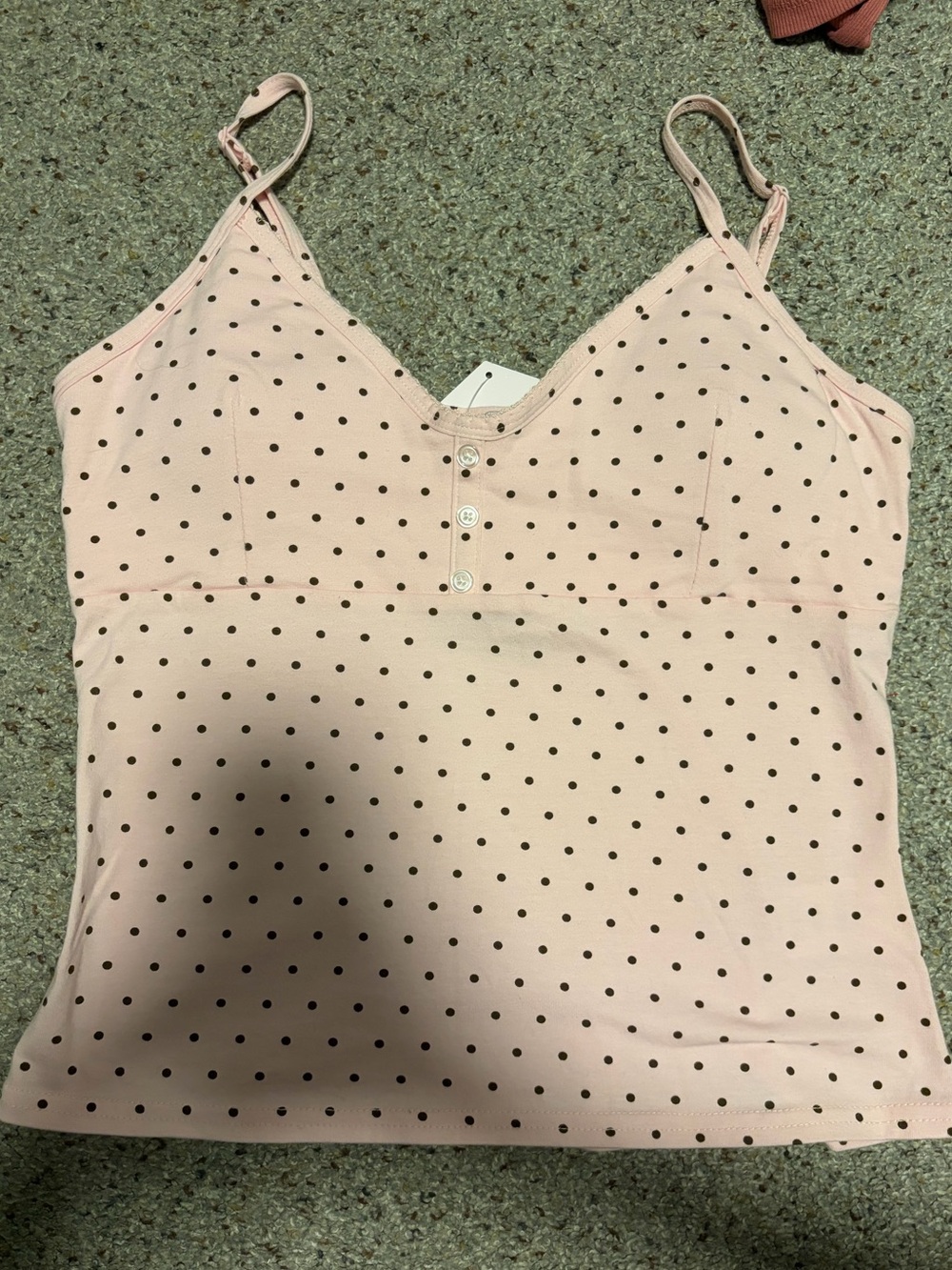 Women's Pink and Brown Polka Dot Cami Tank Top